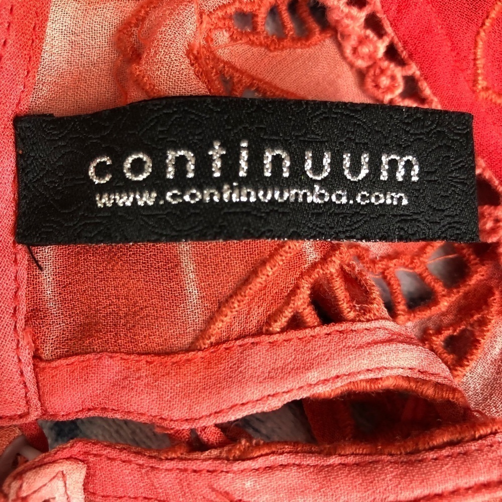CONTINUUM Orange open eyelet balloon sleeve blouse - Picture 7 of 16